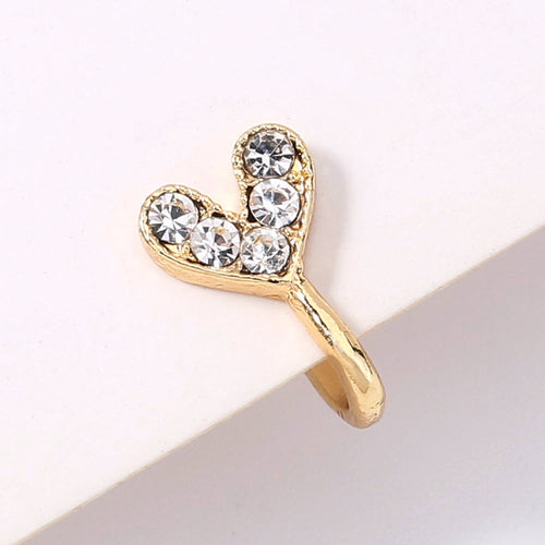 Gold rhinestone nose ring, mini crown rhinestone nose ring, piercing