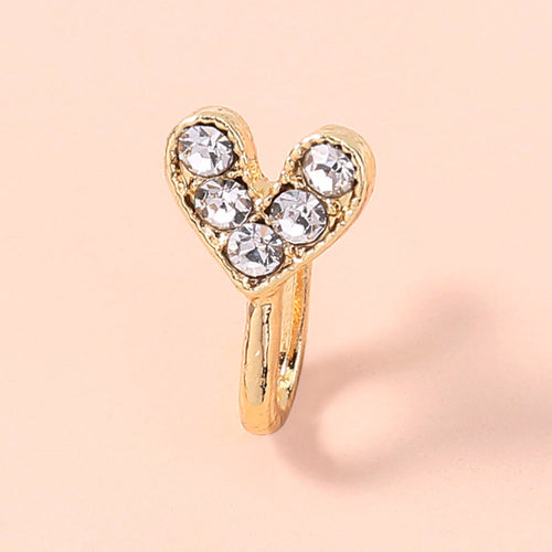 Gold rhinestone nose ring, mini crown rhinestone nose ring, piercing