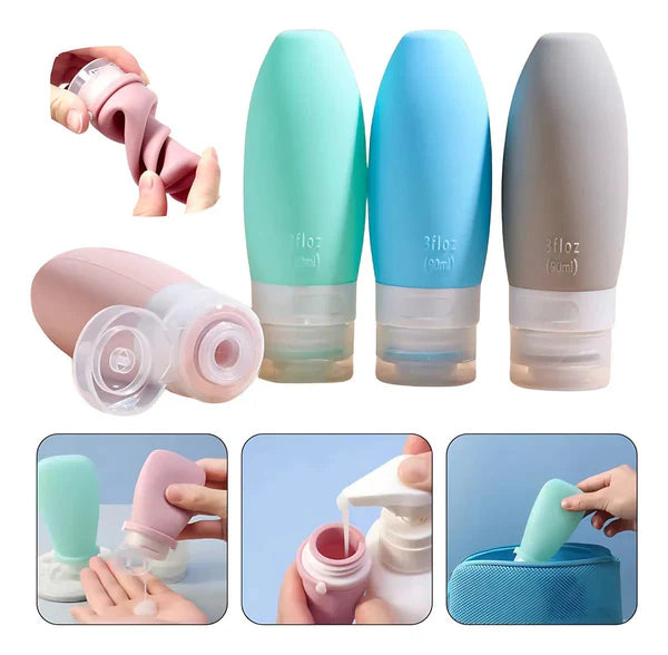 Kit with 3 Silicone Travel Bottles, 90ml